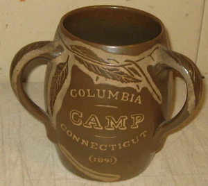 Antique 1891 COLUMBIA UNIVERSITY Engineering School CAMP STONEWARE Loving CUP - Picture 1 of 11