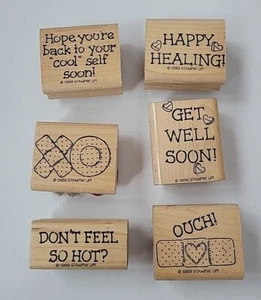 Stampin Up Vintage 1999 Get Well/Health Rubber Stamp Set - Picture 1 of 13