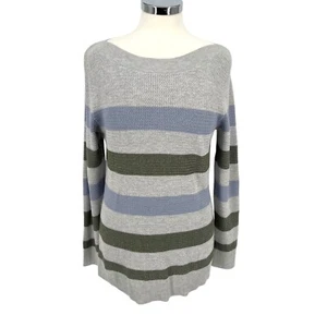 Market & Spruce Striped Boatneck Sweater Gray Lavender Olive Green Size 3X NWT - Picture 1 of 11