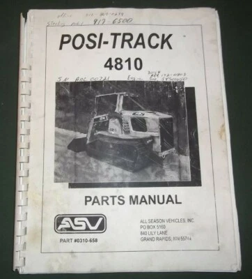 CARGADORA DE ORUGAS POSI TRACK 4810 MINICARGADORA PIEZAS CATÁLOGO LIBRO MANUAL Foto 1 de 4
