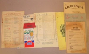 10 Miscellaneous Vintage Menus: THE LIGHTHOUSE, PLANTATION, The Diplomat, Others - Picture 1 of 1