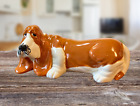 Ceramic Italian Glossy Basset Hound Dog Puppy Figurine, 4" Tall