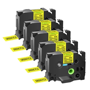 5 piezas compatibles con Brother 24 mm TZ-651 cinta etiqueta negra sobre amarilla PT-9600 - Imagen 1 de 24