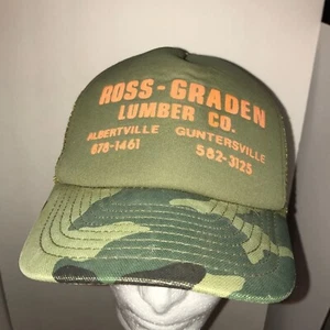 VINTAGE Ross Graden Lumber Co. Hat Camouflage Snapback Cap Guntersville, Alabama - Picture 1 of 11