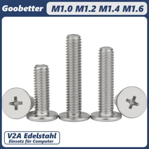Rundkopfschrauben Kreuzschlitz Flachkopfschrauben A2 Edelstahl M1 M1.2 M1.4 M1.6 - Picture 1 of 8