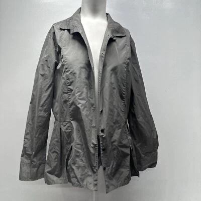 Chaqueta impermeable Sun Kim abrigo ligero abotonada Lagenlook gris talla grande Foto 1 de 4