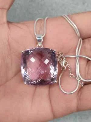 Valentine's Day African Amethyst Gemstone 925 Sterling Silver Handmade Pendant - Image 1 of 4