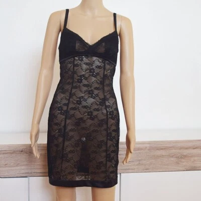 Sensual Stretch Lace Chemise With Padded Cups / Black Slip Size S - Image 1 of 4