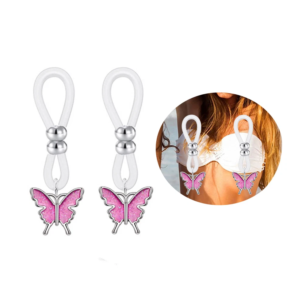 1Pcs Nipple Rings Fake Non-Piercing Steel Women Girls Fashion Body Jewelry - Image 1 of 4