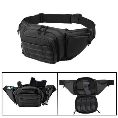 Tactical Waist Bag Military Pistol Gun Holster Fanny Pack Sling Shoulder Bags - Image 1 of 4