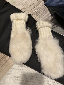 gap kids girls mittens White Cream Knit fur size s