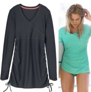 Athleta Wick-It Gray Grey Adjustable Side Tie Swim Cover Up Top L/S Size XXS - Picture 1 of 16