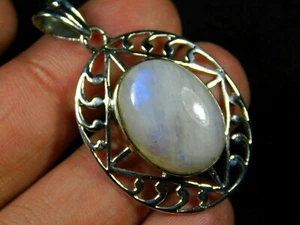 Ciondolo argento sterling 925 basso prezzo PIETRA DI LUNA ARCOBALENO geometria sacra 1,75"NUOVO - Foto 1 di 6