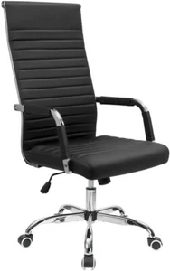 Furmax Ribbed Office Chair High Back PU Leather Executive Conference Chair Ad... - Picture 1 of 8