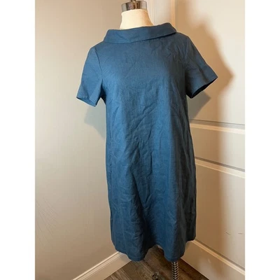 Le Muse Blue Linen Blend Short Sleeve Collar Dress Size L - Image 1 of 4