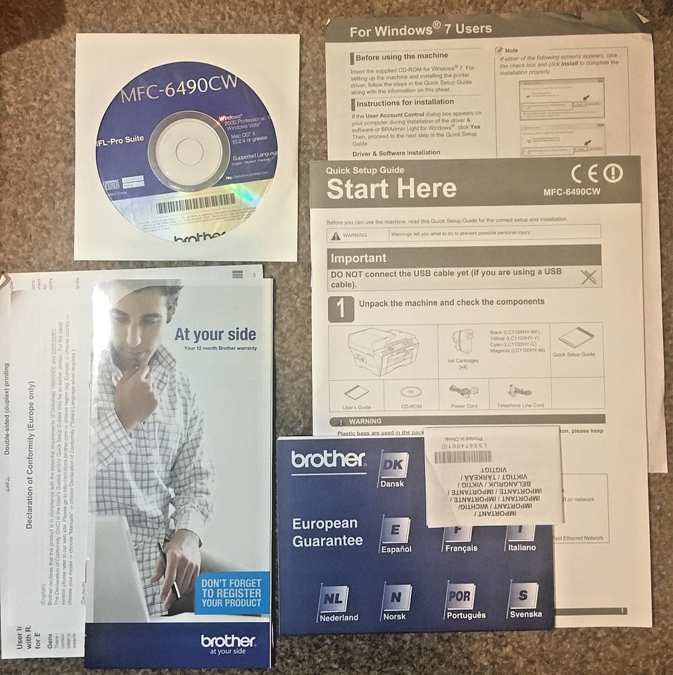 Brother mfc-6490cw Printer Scanner MFL-Pro Suite CD disc + Quick Start Guide - Image 1 of 1