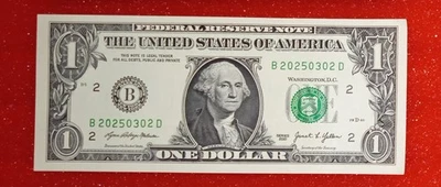 🔥March 02, 2025 🔥Birthday Note ,  $1 Dollar B20250302D Uncirculated - Image 1 of 2