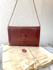 Auténtico bolso de hombro Cartier cadena must line cuero rojo - Imagen 1 de 15
