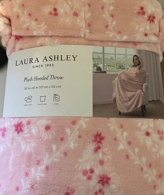 Laura Ashley Pink Floral Vines Cozy Hooded Throw Blanket NWT - Image 1 of 4
