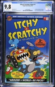 ITCHY & SCRATCHY COMICS 1 CGC 9.8 BONGO COMICS 1993! W/ ITCHY & SCRATCHY POSTER! - Picture 1 of 2
