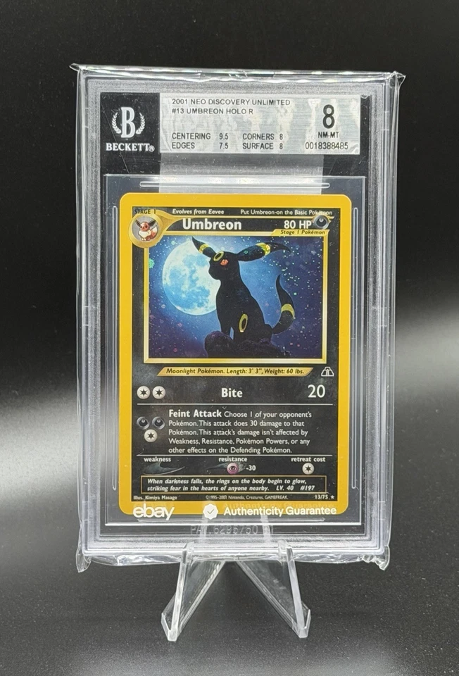 Pokemon Umbreon #13 Neo Discovery Unlimited Holo Rare BGS 8 NM/MT 🔥 - Image 1 of 2