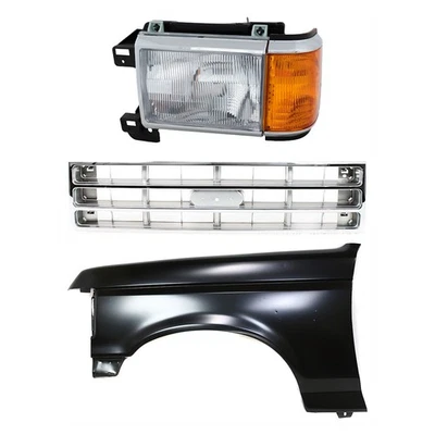 Fender and Grille Kit For 1987 1988 Ford F-150 F-250 Primed Driver Side Foto 1 de 4