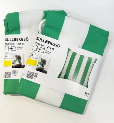 Ikea GULLBERGSO Cushion cover green/white stripe/outdoor indoor 20x20 " (2 Pack) - Image 1 of 2