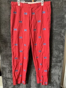 Pantalones Pennington & Bailes Ole Miss Stadium 36 rojos con logotipo M Gameday usados en excelente estado - Imagen 1 de 6