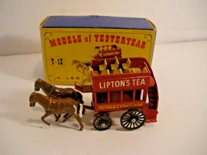 Vintage Lesney Matchbox Models of YesterYear Y-12 Horse Bus Lipton Tea w/ Box - Picture 1 of 16