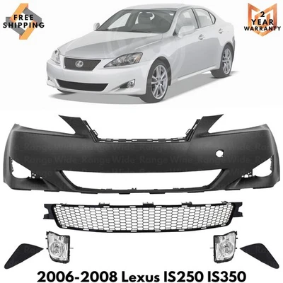 Front Bumper Cover & Fog Light Assembly Kit For 2006-2008 Lexus IS250 IS350 Foto 1 de 4