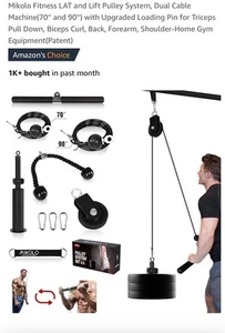 Mikolo Fitness LAT and Lift Pulley System, Dual Cable Machine (70" and 90") - Picture 1 of 7