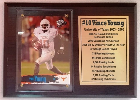 University Of Texas Vince Young College Football Card Plaque Cover