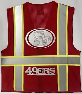 49ERS RED REFLECTIVE SAFETY VEST W/SILVER REFLECTIVE LOGO SIZE. - Picture 1 of 2