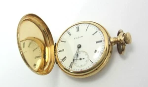 ANTIGUO RELOJ DE BOLSILLO CAZADOR ELGIN 14K MODELO 2 GRADOS 318 (15 JOYAS) - Imagen 1 de 17