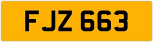 FJZ 663 F 3X3 DATELESS PRIVATE NUMBER PLATE FIN FIONA FRED FAS FAZ FRAN FERN FAY - Picture 1 of 1