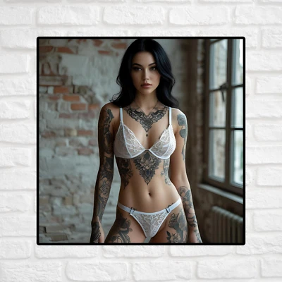 BUMBLEBEE APPAREL Pinup girl sticker vinyl decal black hair gothic sexy seductive cleavage novelty