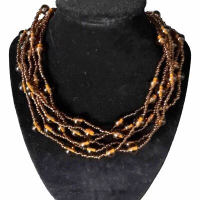 Gargantilla De Colección Collar Ámbar Vidrio Multi 6 Hilos Y2K Art Deco Hada del Suroeste Foto 1 de 4