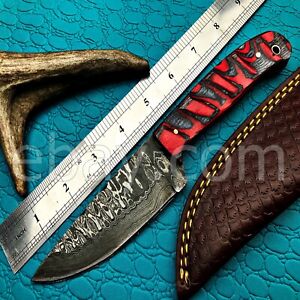 8'' Handmade Damascus Steel Skinner Hunting Knife W/Sheath-3242
