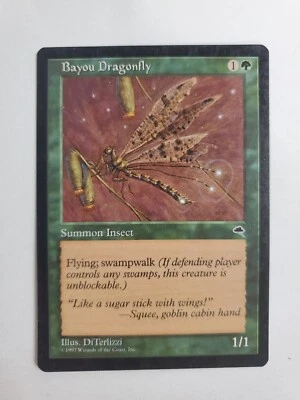 MTG Magic The Gathering Card Bayou Dragonfly Summon Insect Green Tempest 1997 - Image 1 of 2