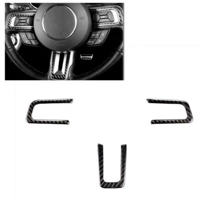 Cubierta de cuadro de botón de volante de fibra de carbono para Ford Mustang 2015-2019 Foto 1 de 4