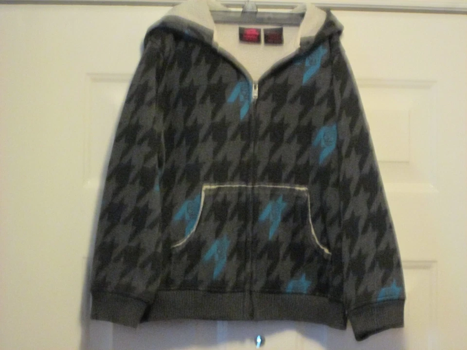 Boys Size7 Hawk Hoodie 2 Side Pockets Red,Black&Gray Faux Fur Lining Full Zipper - Image 1 of 1