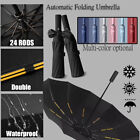 Parapluie résistant à 24 tiges entièrement automatique coupe-vent pliant compact