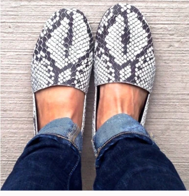 VINCE  Sz 6 M US BOGART PYTHON EMBOSSED LEATHER SNAKE FLATS Brown/taupe Black - Image 1 of 4