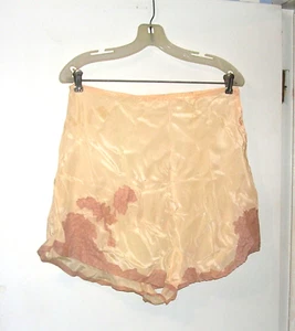 Borde de encaje con aletas Art Deco de seda/satén, botón lateral, debajo de la prenda rosa beige #B - Imagen 1 de 10