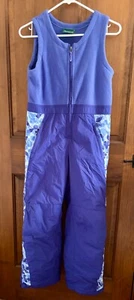 LLBean Kid's Fleece Purple Floral Snow Bibs Size - Picture 1 of 8