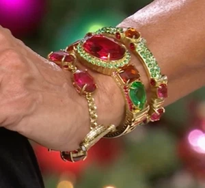 $300 HEIDI DAUS "Alta Moda" Set of 3 Bracelets M/L Autumn Berry Green Crystal - Picture 1 of 14