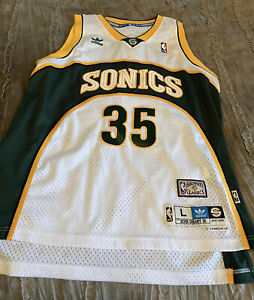 KEVIN DURANT Seattle SUPERSONICS Basketball ADIDAS Sewn LARGE Jersey NBA White