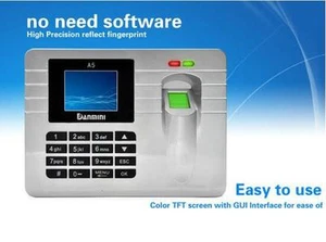 Fingerprint Recording Attendance Clock Time Card Machine 2.4" TFT LCD Display - Picture 1 of 7