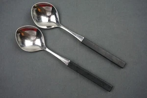 2 x Lundtofte LUD2 Black Handle Stainless Teaspoons 6 5/8” Denmark - Picture 1 of 3