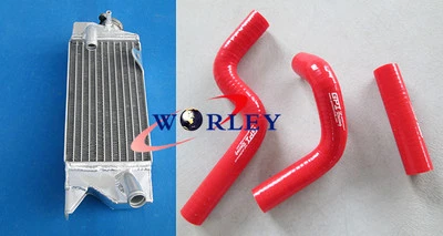 radiador aluminio y manguera roja para KAWASAKI KX80 KX85 KX100 1998-2009 2003 2004 Foto 1 de 4